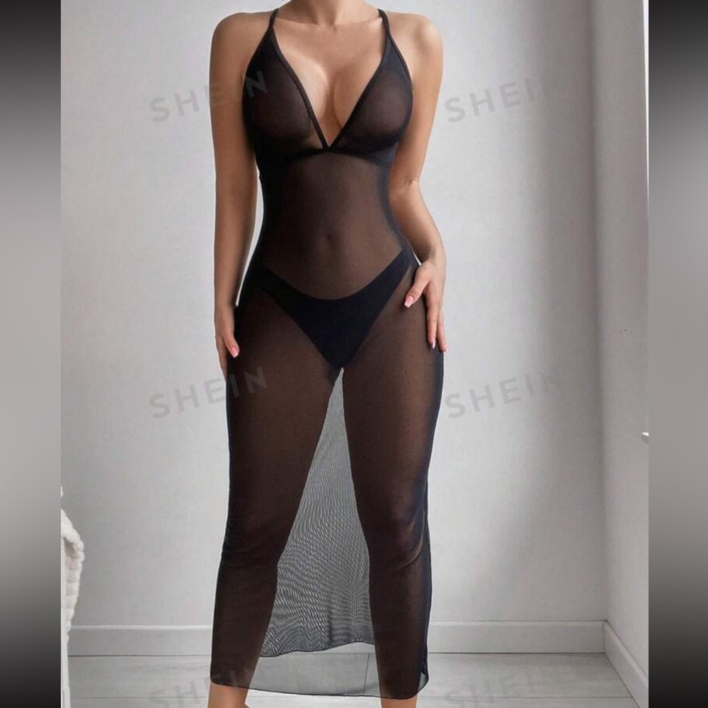 Shein sheer swim cover up